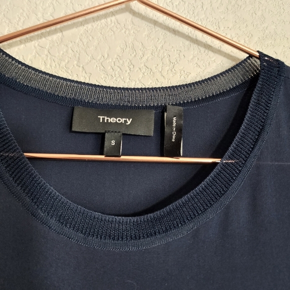 THEORY Lewie Silk tank top in Navy / chartreuse size Small - Picture 6 of 12